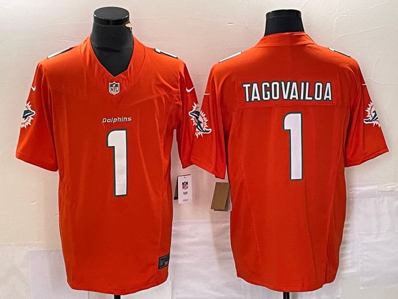 Men Miami Dolphins #1 Tagovailoa Orange 2023 Nike Vapor Limited NFL Jersey style 1->baltimore ravens->NFL Jersey